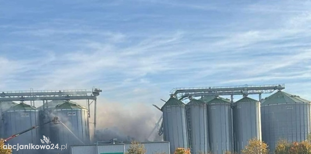 Pożar na terenie jednej z janikowskich firm. Zawalił się silos [ZDJĘCIA]