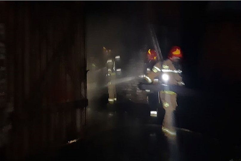 Pożar garaży na Prusa